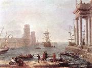 Claude Lorrain Port Scene with the Departure of Ulysses from the Land of the Feaci fdg France oil painting reproduction